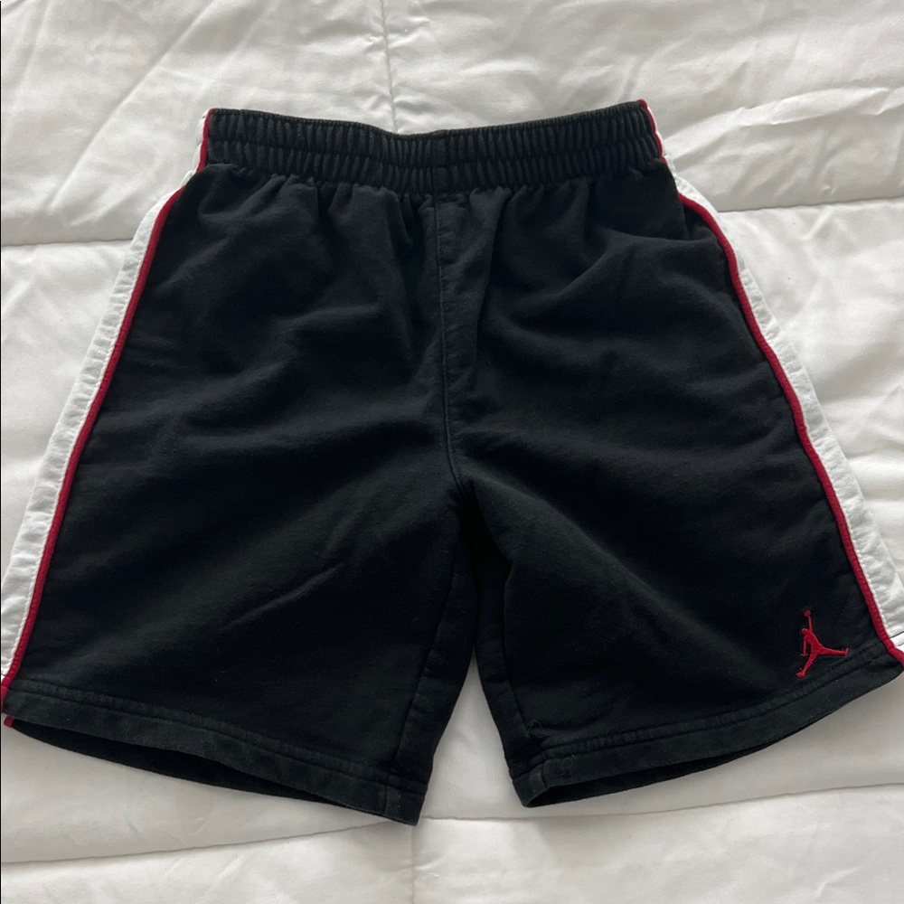 Jordan Kids Black Shorts with Red and White Accents